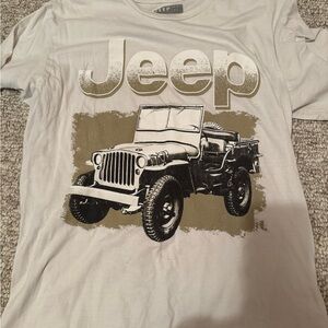Spirit Jeep Graphic Tee in Cream with Brown and Black Print